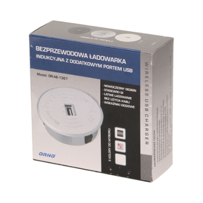 Imagine ÎNCARCATOR WIRELESS DE INDUCTIE CU UN PORT USB SUPLIMENTAR, ARGINTIU,
