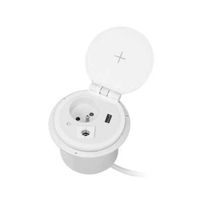 Imagine PRIZA MOBILIER,  FI 80, IINDUCTIE , 2P+E, 1USB, ALB,