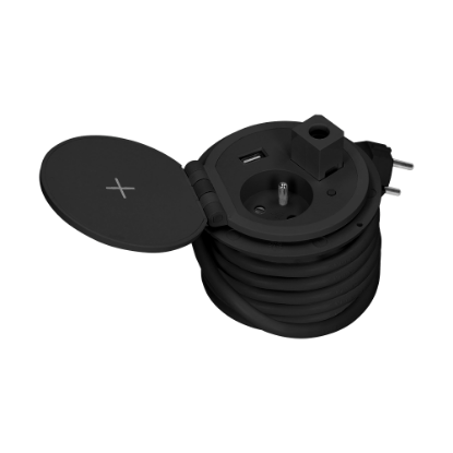 Imagine PRIZA MOBILIER,  FI 80, IINDUCTIE , 2P+E, 1USB, NEGRU,