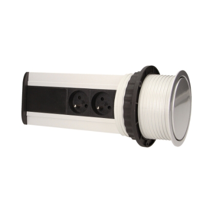 Imagine PRIZA MOBILIER, FI100MM, INCARCATOR USB, CABLU 1,8 M, 3X2P+E, 2XUSB, INOX,OR-AE-