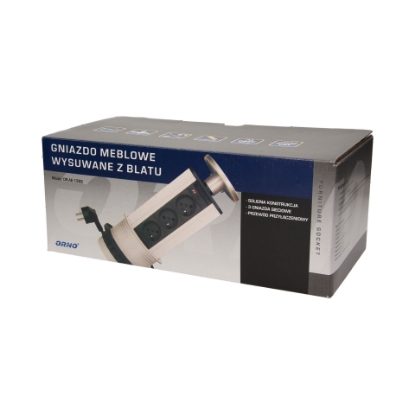 Imagine PRIZA MOBILIER, FI100MM, INCARCATOR USB, CABLU 1,8 M, 3X2P+E, 2XUSB, OR-AE-1353