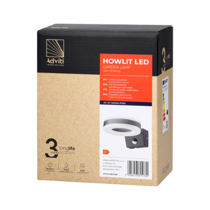 Imagine CORP IL LED,DE GRADINA,20W, 4000K/1800LM,CU SENZOR PIR, 140GR,IP65, GRI, AD-OP-6205GLPMR4