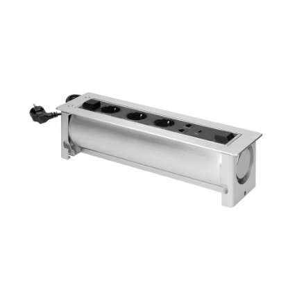 Imagine PRIZA MOBILIER, 3*2P+E, 2USB,1HDMI, 230V, 3680W, CABLU 0.5 M, ARGINTIU,(GS)