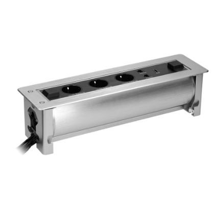Imagine PRIZA MOBILIER, 3*2P+E, 2USB,1HDMI, 230V, 3680W, CABLU 0.5 M, ARGINTIU,(GS)