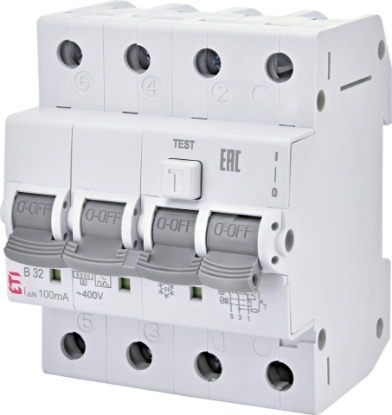 Picture of DIFERENTIAL RCBO 3P+N B 32A, 30MA/TIP A, 6KA, 4MD, KZS-4M