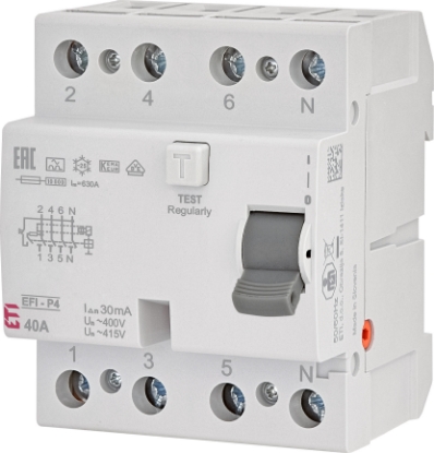 Picture of DIFERENTIAL 4MD,   30MA/TIP A,   4P 40A, 
 10KA, RCCB, EFI-P4A