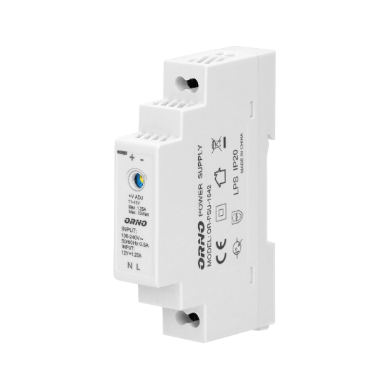 Picture of SURSA 15W, INTRARE 100-230VAC, IESIRE 1.25A, 12VDC, IP20, PE SINA, 1MD, OR-PSU-1642
