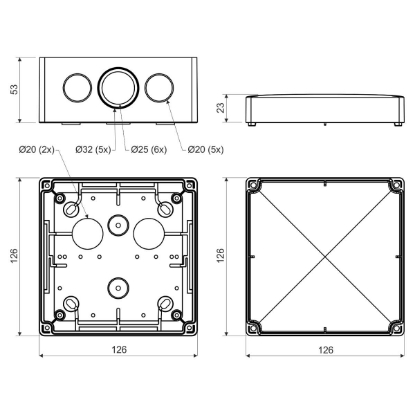 Picture of DOZA DERIV PT 126*126* 53MM IP66 KSK125KA