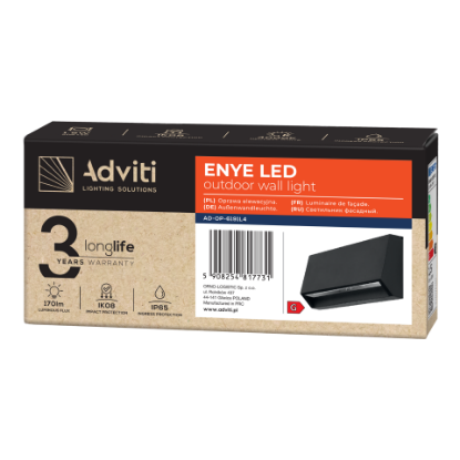 Imagine CORP IL FATADA, ENYE LED 3.0W, IP65, 4000K, NEGRU