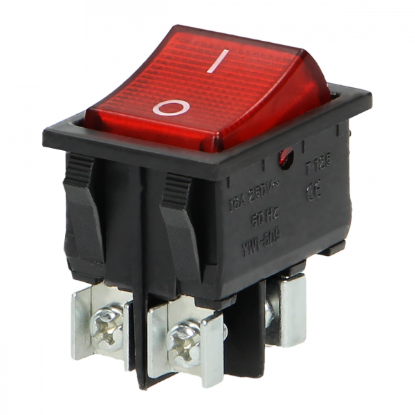 Picture of INTRERUPATOR BASCULANT ST, LAT, 2P, ( O-I ), 16A 250VAC, ROSU,CU LED, NEGRU OR-AE-13179/B