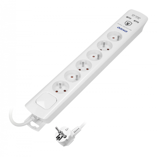 Picture of PRELUNGITOR 6PR, 2P+E, STD FRANCEZ, ÎNCARCATOR 2XUSB, 3M, 3X1MMP, ALB OR-AE-13163/3M
