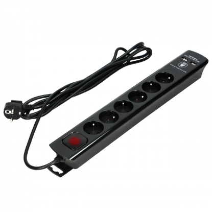 Picture of PRELUNGITOR 6PR, 2P+E, STD FRANCEZ, ÎNCARCATOR 2XUSB, 3M, 3X1MMP, NEGRU OR-AE-13163/B/3M