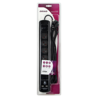 Imagine PRELUNGITOR 6PR, 2P+E, STD FRANCEZ, ÎNCARCATOR 2XUSB, 3M, 3X1MMP, NEGRU OR-AE-13163/B/3M