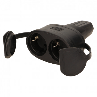 Picture of PRIZA MOBILA (CUPLA) CAUCIUC 2P+T 16A 230V DUBLA CU CAPAC SI AGATATOR IP44 OR-AE-13117(GS)