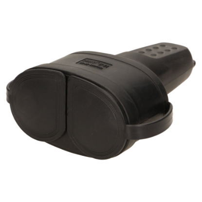 Picture of PRIZA MOBILA (CUPLA) CAUCIUC 2P+T 16A 230V DUBLA CU CAPAC SI AGATATOR IP44 OR-AE-13117(GS)