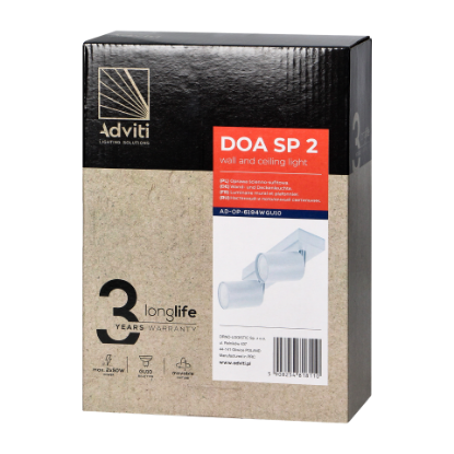 Picture of SPOT APARENT 2*GU10, MAX 50W, BARA, 2 BRATE, METAL, ALB, IP20, AD-OP-6194WGU10