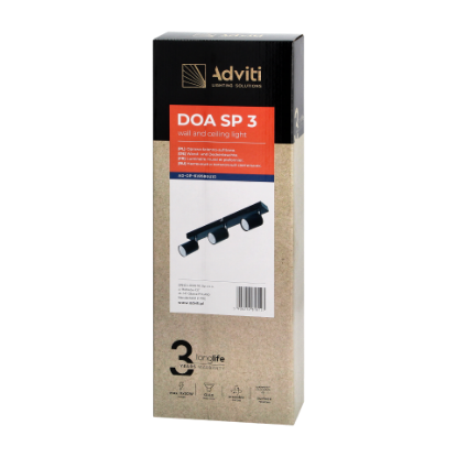 Picture of SPOT APARENT 3*GU10, MAX 50W, BARA, 3 BRATE, METAL, NEGRU, IP20, AD-OP-6195BGU10