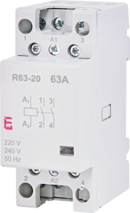 Picture of CONTACTOR MODULAR 63A, 2P, 2MD, 230/240VAC, 2ND+0NI, R 63-20 230V