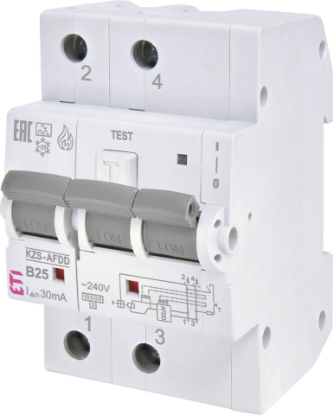 Picture of DIFERENTIAL 3MD,  30MA/TIP A, 2P B 25A, 10KA, RCBO+ARC ELECTRIC KZS-AFDD