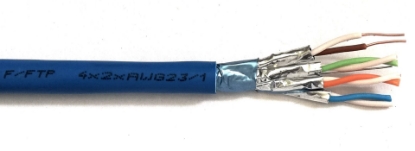 Picture of CABLU DATE, F/FTP, CAT 6 - 1M, 4*2*23 AWG, 500MHZ, LS0H DCA ALBASTRU