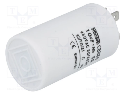 Picture of CONDENSATOR MOTOR, FUNCTIONARE  10UF 450VAC  CBB60A-10/450, TERMINAL 6.3MM