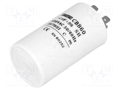 Picture of CONDENSATOR MOTOR, FUNCTIONARE  14UF 450VAC  CBB60A-14/450, TERMINAL 6.3MM