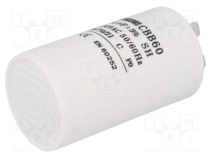 Picture of CONDENSATOR MOTOR, FUNCTIONARE  20UF 450VAC  CBB60A-20/450, TERMINAL 6.3MM