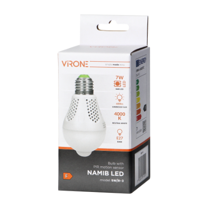 Imagine BEC LED E27 SENZOR PIR, 4000K/ 600LM,  7W 230V, VIRONE, SW/R-3