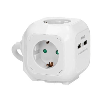 Picture of PRELUNGITOR 4PR, 2P+E, ÎNCARCATOR 2XUSB, 1,4M, 3X1,5MMP, ALB