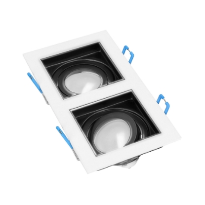 Picture of SPOT  INCASTRAT 2*GU10, MR16, REGLABIL, MAX 50W, 230V, ALB/NEGRU, IP20, PATRAT, ALUMINIU