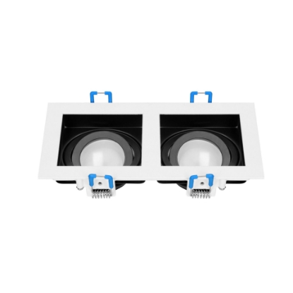 Picture of SPOT  INCASTRAT 2*GU10, MR16, REGLABIL, MAX 50W, 230V, ALB/NEGRU, IP20, PATRAT, ALUMINIU