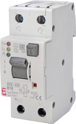 Picture of DIFERENTIAL RCBO,  30MA/TIP A, 2P B 16A, 10KA 2MD, 3 LED, KZS-2M2P EDI A B16/0.03