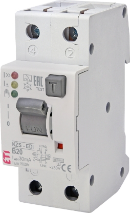 Picture of DIFERENTIAL RCBO,  30MA/TIP A, 2P B 20A, 10KA 2MD, 3LED, KZS-2M2P EDI A B20/0.03