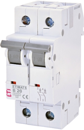 Picture of DISJUNCTOR 2P B 20A, 6KA 2MD, ETIMAT 6 2P B20