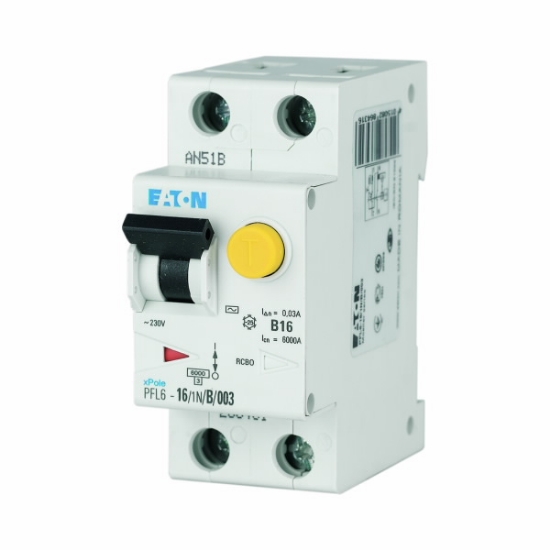 Picture of DIFERENTIAL 2MD,  30MA/TIP AC, 1P+N C 16A, 6.0KA, RCBO, PFL6