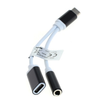 Picture of ADAPTOR CU CABLU 0,1M USB3.1, TIP C, TATA LA JACK 3.5MM STEREO MAMA + USB3.1, USB3.1 ADAP CM-CF3,5F/