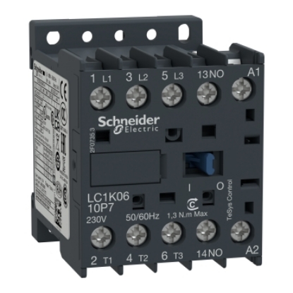 Picture of CONTACTOR   6A 3P 230VAC 1ND+0NI LC1K, 50HZ
