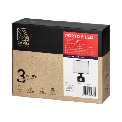 Imagine PROIECTOR LED CU SENZOR, 30W 4000K/2400LM, 230V, IP44, PIR 240 ° NEGRU, PC ALB MAT,