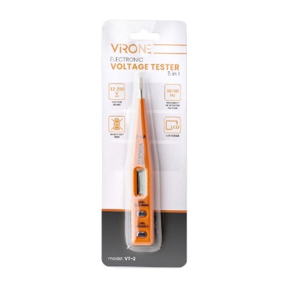 Imagine TESTER (DETECTOR) TENSIUNE AC/DC CU LCD, PREZENTA, INDUCTIE, CONTINUITATE, POLARITATE, PORTOCALIU