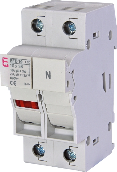 Imagine SEPARATOR 1P+N, FUZIBIL FI10*38MM, 690VAC, MAX 32A, AC 22B, CU LED, EFD 10 1P+N LED