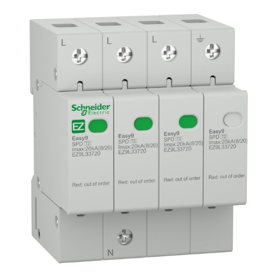 Imagine DESCARCATOR SUPRATENSIUNI, TIP 2, 3P+N, 4MD 20KA 400VAC SPD, MOV + GDT EASY9