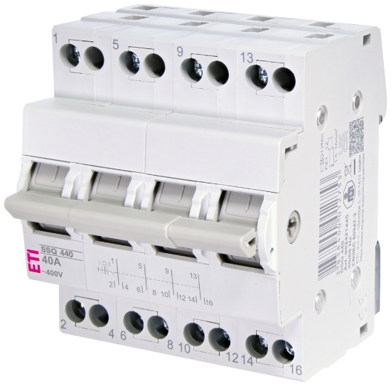 Imagine COMUTATOR SURSA, MANUAL, 40A 4P, 3(1-0-2)POZ, 400VAC, IP20 SSQ 440