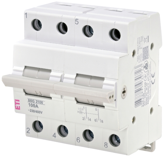 Imagine COMUTATOR SURSA, MANUAL, 100A 2P, 3(1-0-2)POZ, 400VAC, IP20 SSQ 2100