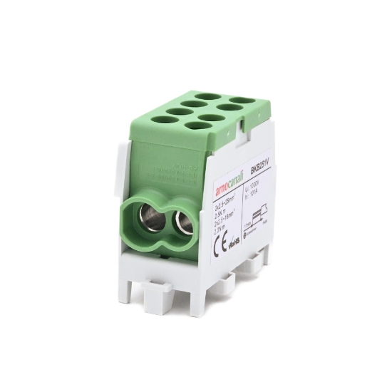 Imagine BLOC DISTRIBUTIE 1P, (2*25+2*16)MMP/4GAURI, CU-AL, 100A, VERDE-GALBEN