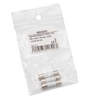 Imagine SIGURANTA FUZIBILA, FI 5 *20MM, 2.0A 250V, RAPIDA - 3BUC/PG - CERAMICA