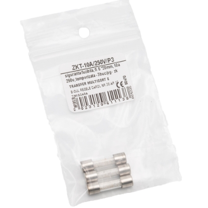 Imagine SIGURANTA FUZIBILA, FI 5 *20MM, 10A 250V, TEMPORIZATA - 3BUC/PG- ZKT-